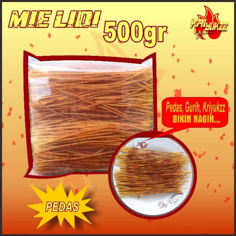 

Mie Lidi 500gr – Pedas & Original | Cemilan Kriuk Gurih Bikin Nagih!