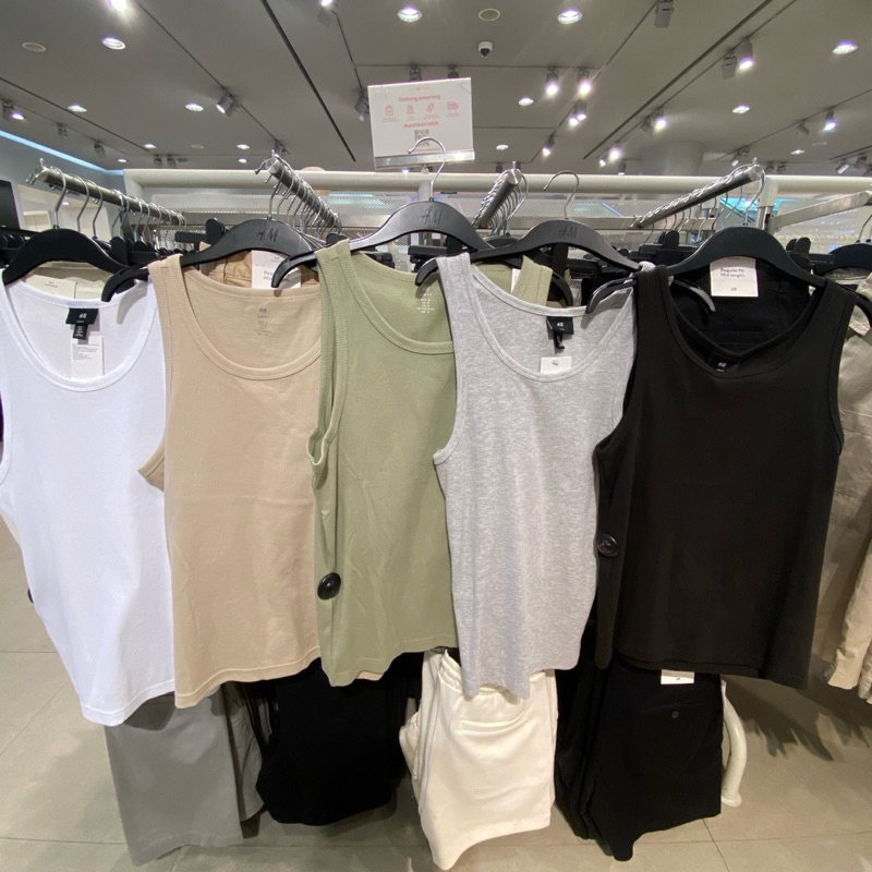 Tanktop Pria Rib slim fit H&M Original Store