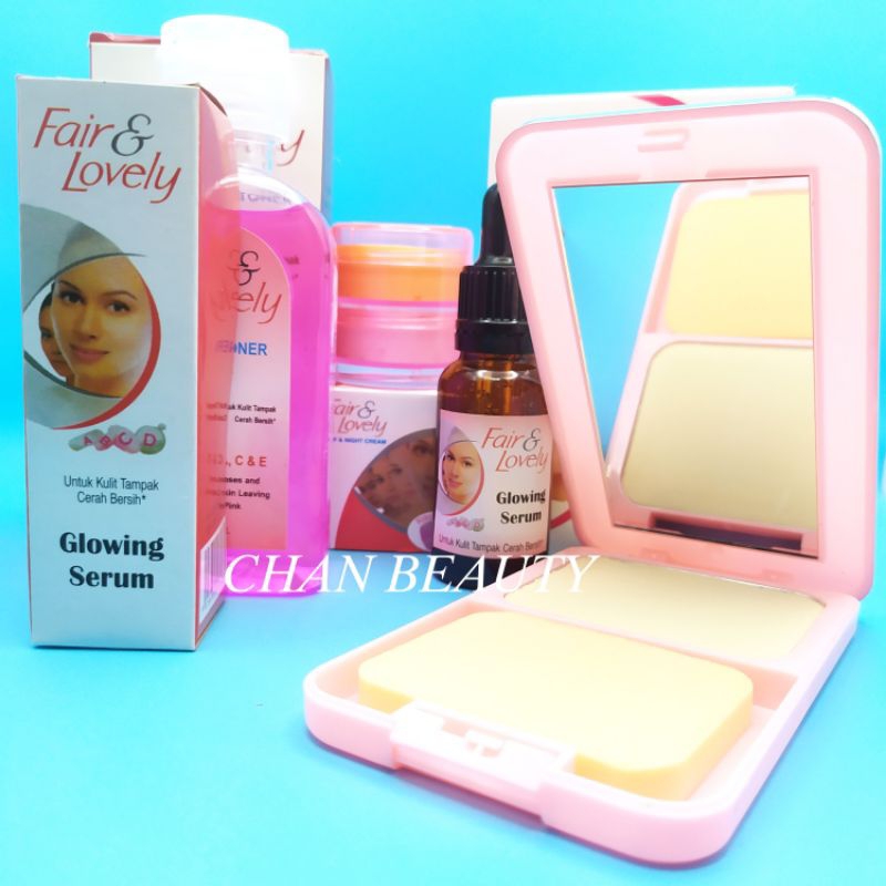 Paket FAIR & LOVELY 5in1 ( Krim Siang - Krim Malam - Serum - Toner - Bedak  )