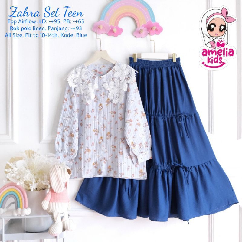 Zahra Setelan Rok Anak Ruffle Setelan Baju Anak Lebaran Model Casual Kekinian By Amelia Kids