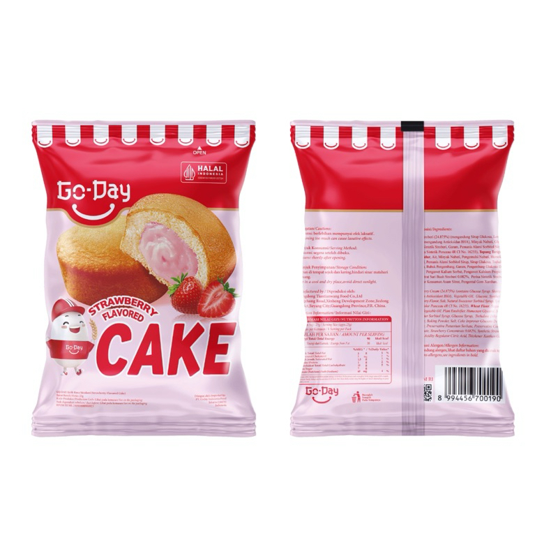 

1 RENCENG GODAY CAKE STRAWBERRY FLAVORED 25GR KUE BOLU CEMILAN SNACK MAKANAN RINGAN