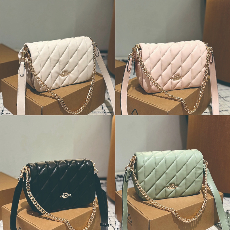 COACH tas Quinn baru tas ketiak berlapis berlian tas rantai COACH tas anak perempuan tas bahu tas se