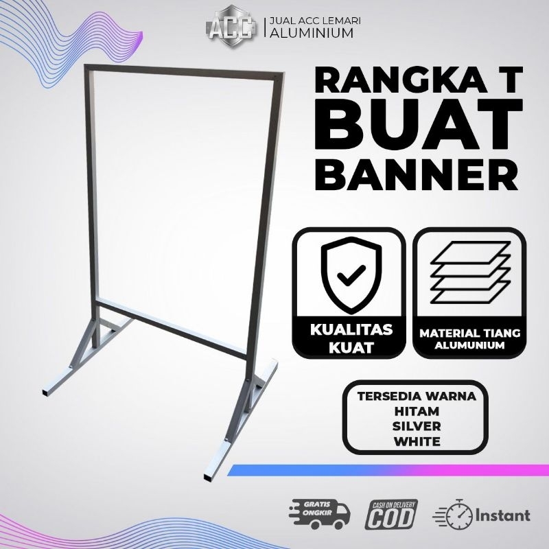 RANGKA BESAR T BUAT BANNER / SPANDUK 2SISI BERDIRI DARI BAHAN ALUMINIUM