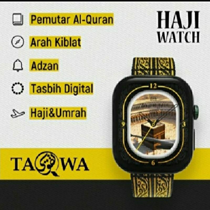 Al-Qolam-Taqwa Qur'an Smart Watch |Haji & Umrah| Adzan Reminder| Al-Qur'an| Tasbih| Detak Jantung