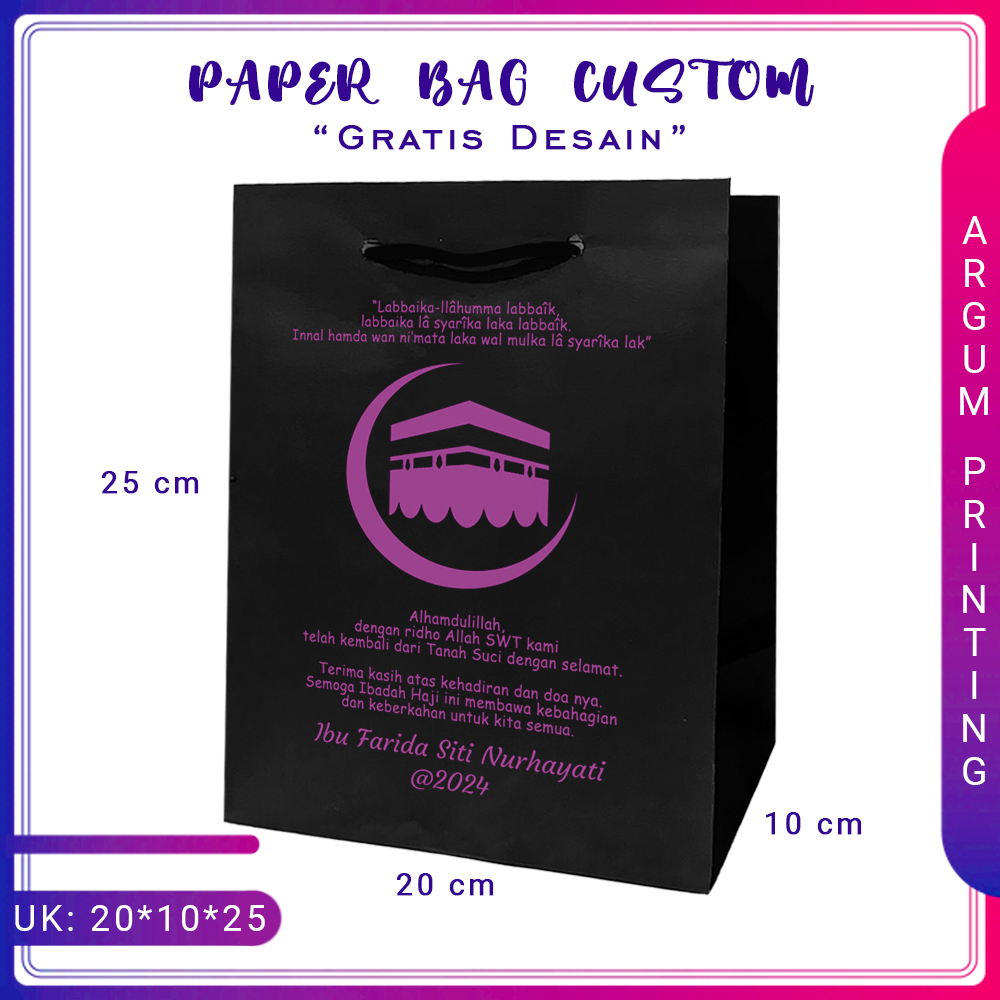 

PAPER BAG 20*10*25 HITAM FREE SABLON | TAS OLEH-OLEH | TAS SOUVENIR | TAS KADO | PAPER BAG CUSTOM