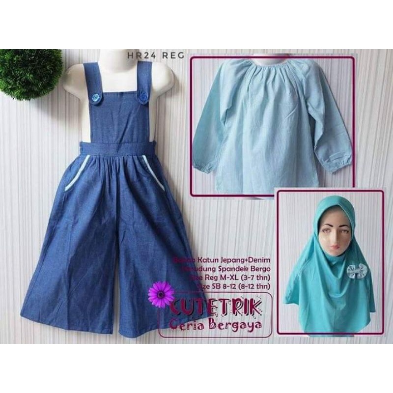 SALE DISKON Piyama Cyra overall denim jumpsuit kulot