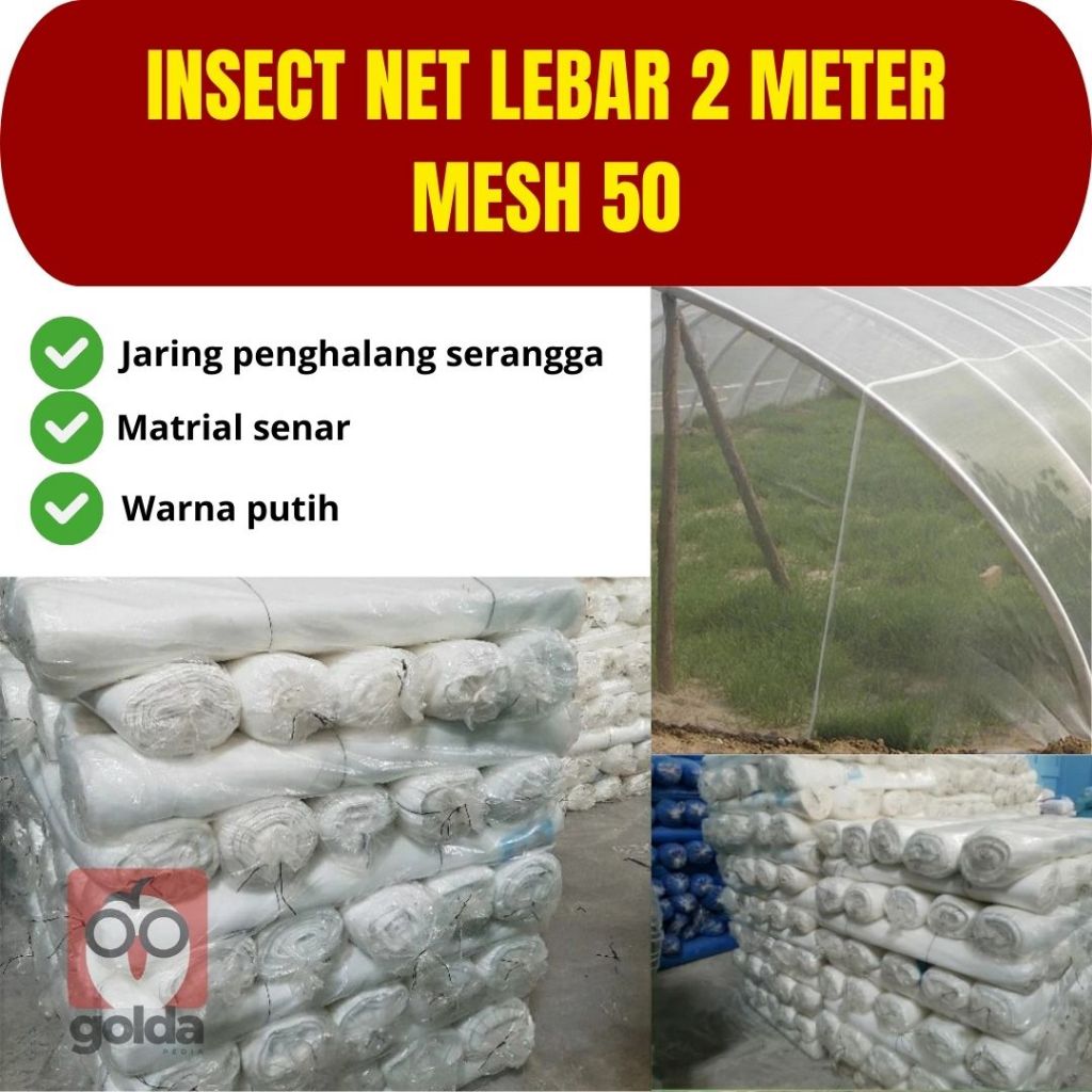 insect net screen jaring penghalang serangga - lebar 2 meter mesh 50 putih | JARING INSECT NET kasa 