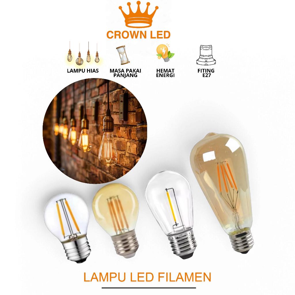 lampu led filamen 2w 3w 4w bolam pijar edison cafe ST64 G80 G45 4W E27
