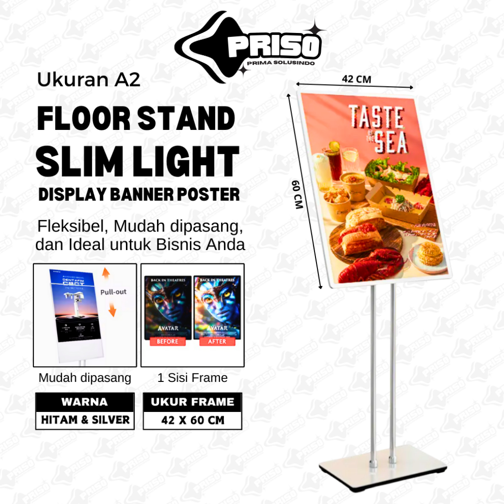 

Priso Stand Slim Light Box / Standing Lighpad A2 / Papan Pengumuman LED Murah