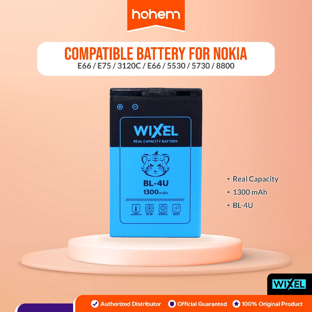 WIXEL Baterai BL-4U Nokia E66 E75 3120C 3120 Classic 5330 5530 XpressMusic 5730 6212 6600 Slide 6600