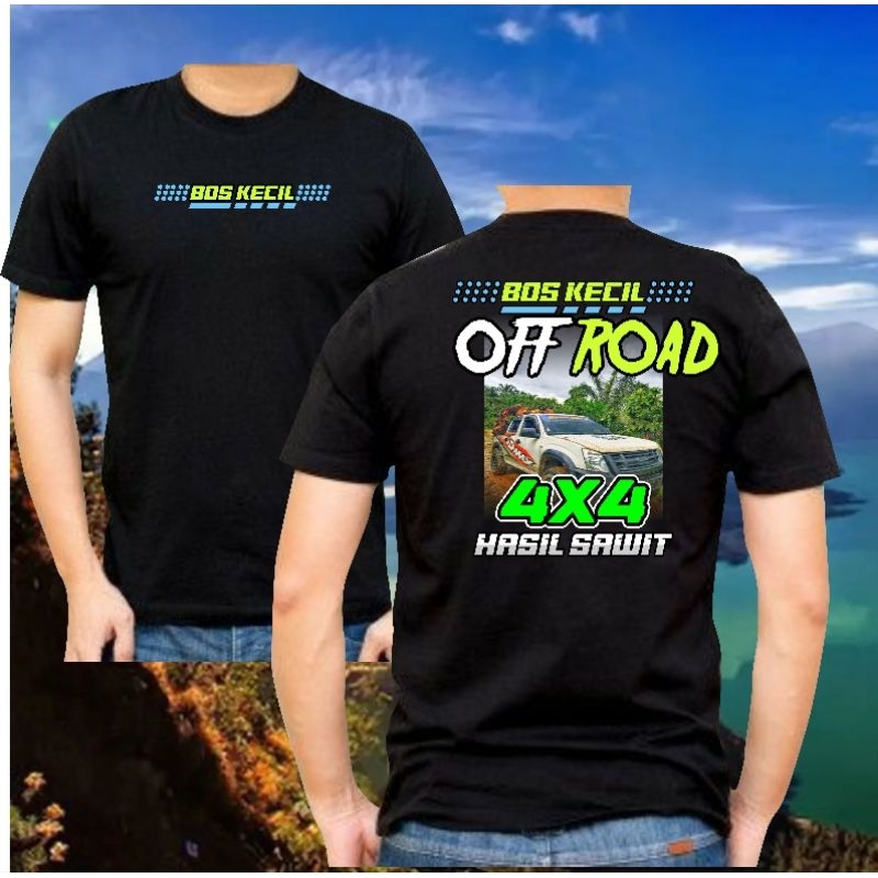 KAOS 4X4 OFROAD WARNA HITAM LENGAN PENDEK BAHAN KATUN COMBED 30S