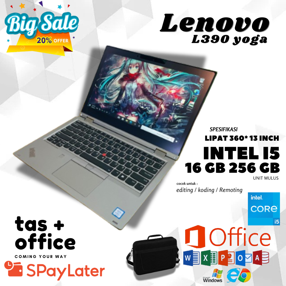 LAPTOP LENOVO 2 IN 1 THINKPAD YOGA L390 CORE i5 GEN 8 + INCLUDE STYLUS PEN - MURAH DAN BERGARANSI