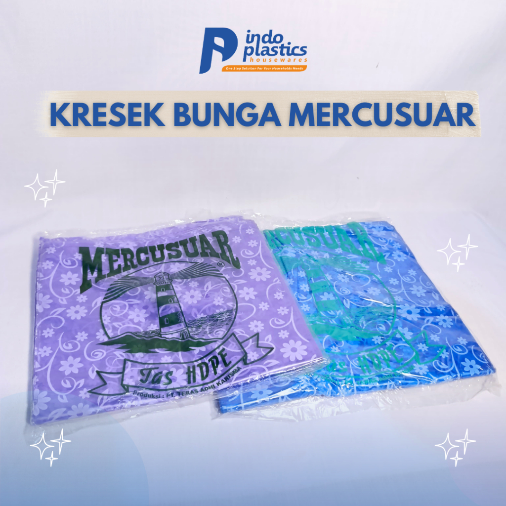 Kantong Kresek Warna Motif Bunga Mercusuar UK 24 & 28 Isi 40/Tas Kresek Hajatan Berkat Murah