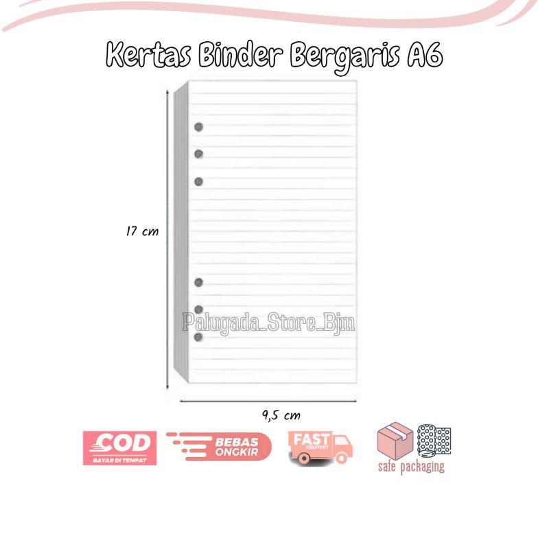 

Kertas Loose Leaf Bergaris Ukuran A6 Refill Binder 6 Lubang