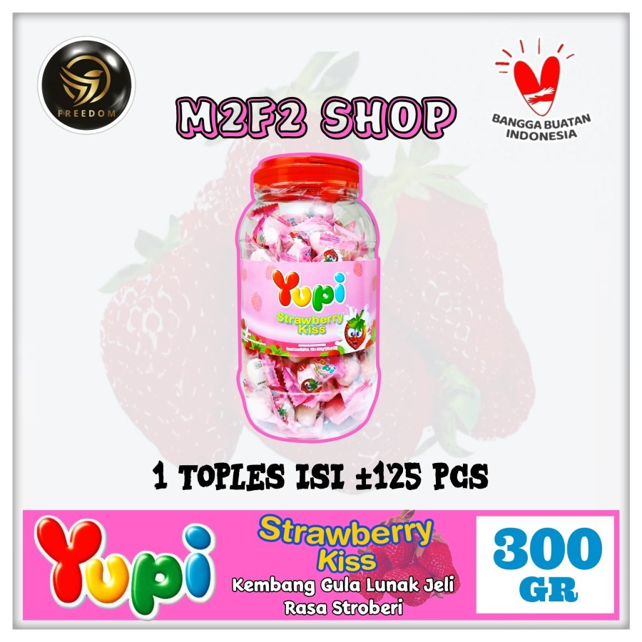 

Yupi Jelly Strawberry Kiss Jar | Permen Kembang Gula Lunak Jeli Rasa Stroberi Toples - 300 gr (Kemasan Satuan)