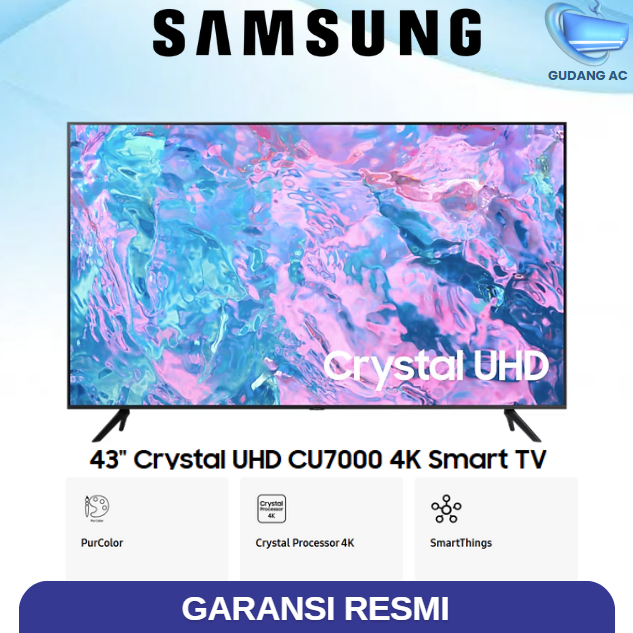 TV Samsung 43 Inch 4K UHD CU7000 Crystal Smart LED TV 43CU7000 UA43CU7000