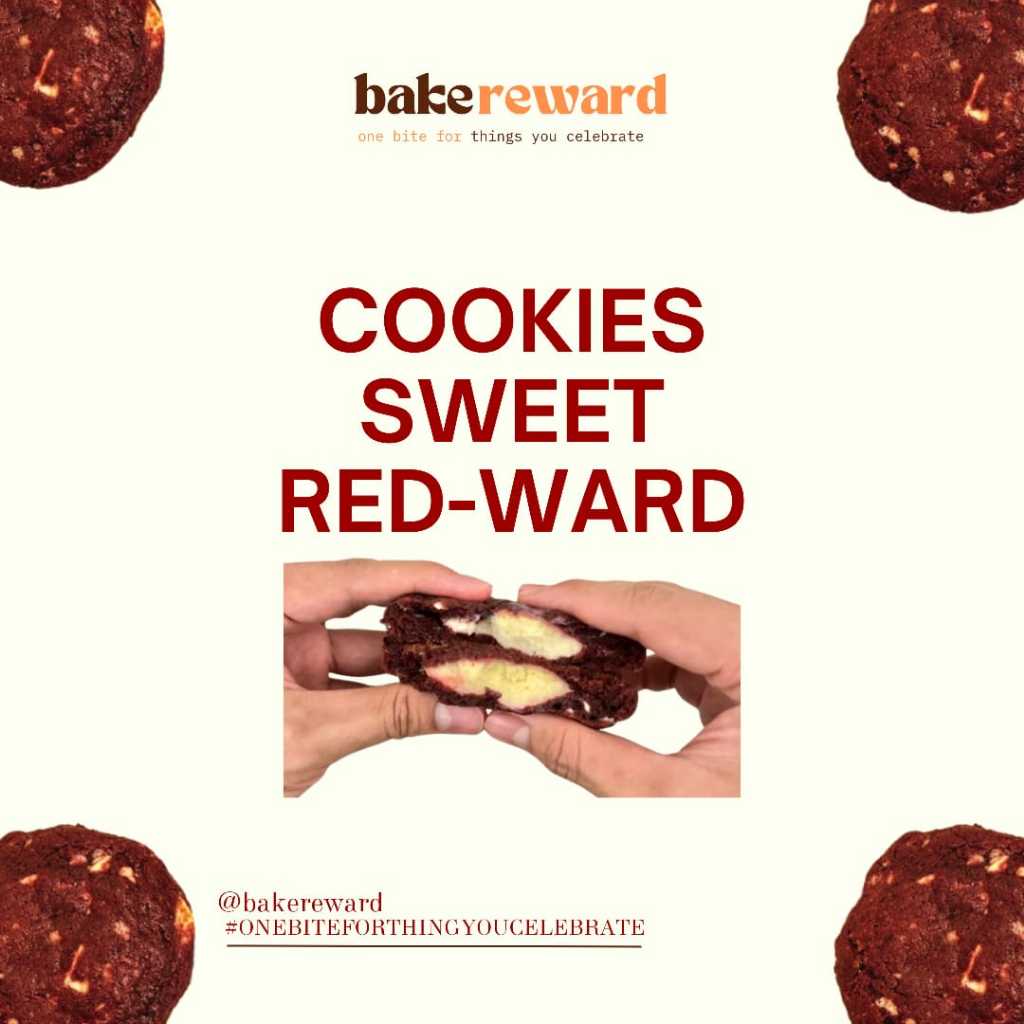 

Cookies Sweet Reward: The Fatigue By: Bakereward Indulgent red velvet dough filled with rich white chocolate and smooth cream cheese, offering a perfect blend of indulgent flavors and textures.