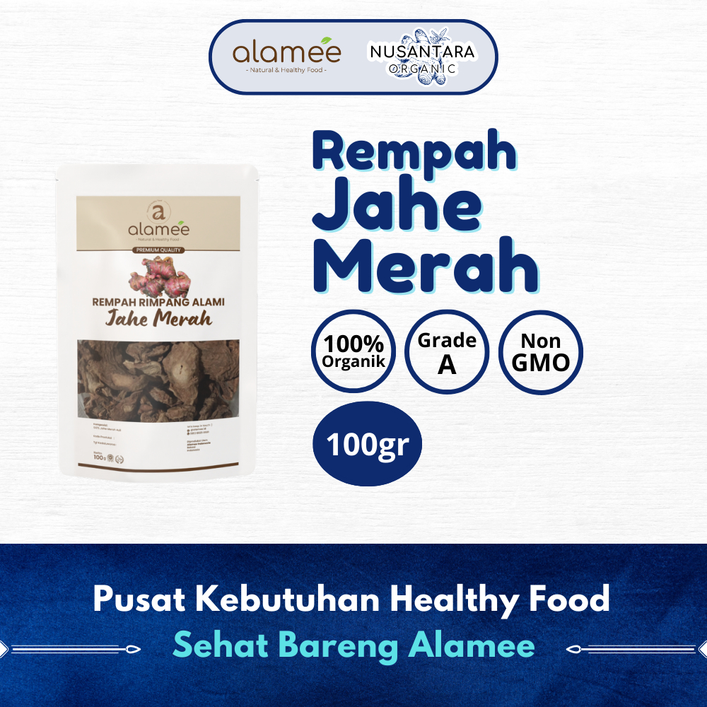 

ALAMEE 100gr Jahe Merah Kering Iris Dried Ginger Rempah Rimpang Organik Alami Bumbu Masakan Organik