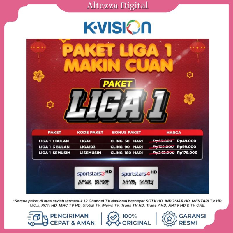 Tv Voucher Paket K-vision Liga 1 K-vision 1Bulan