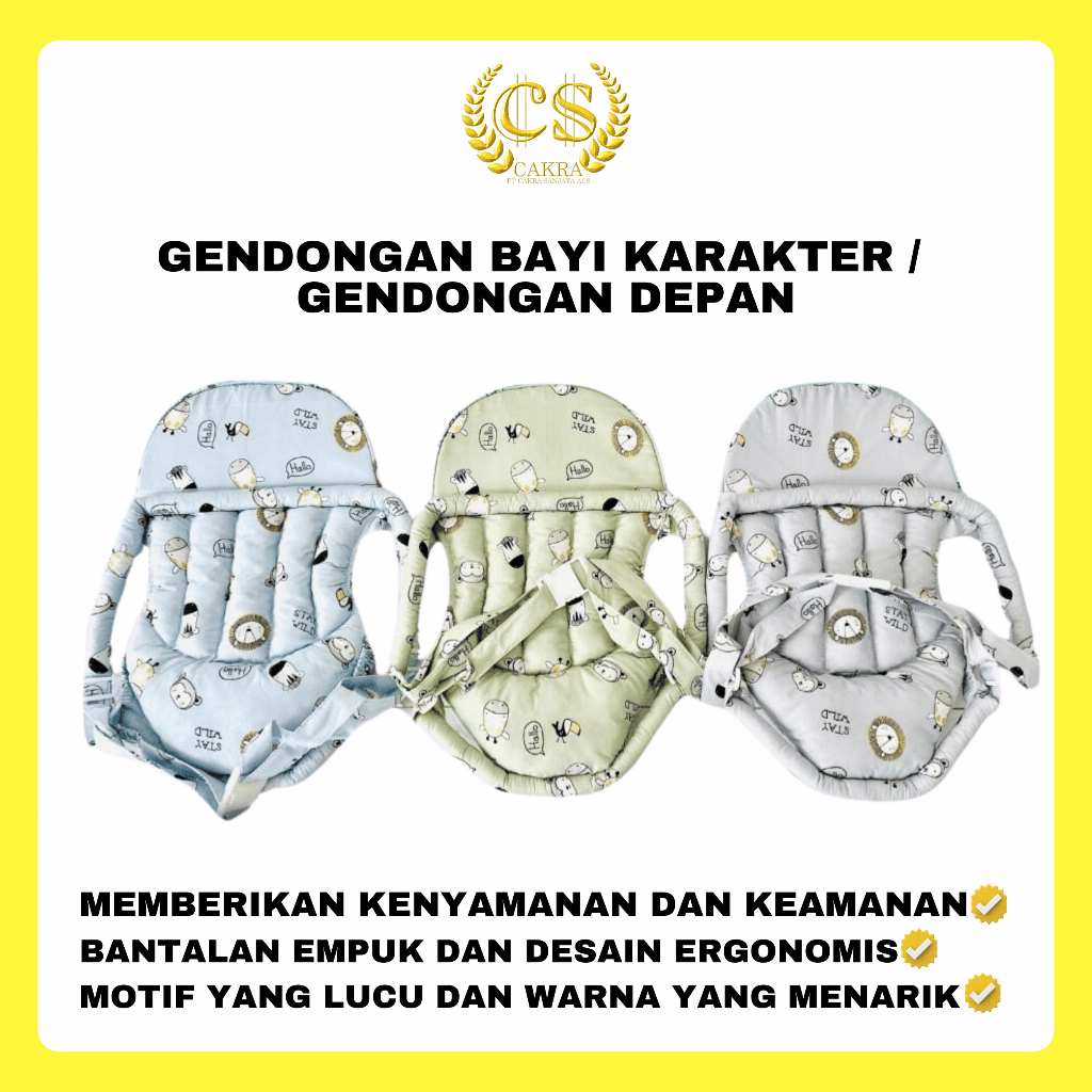 TMB | Gendongan Bayi Karakter / Gendongan Depan / Gendongan Bayi Duduk Depan