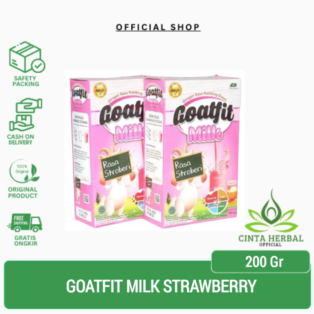 

Goatfit Milk Stroberi | Goat Fit Strawbery Susu Kambing Etawa Plus Roya Jely Per Box Kemasan 200 gr