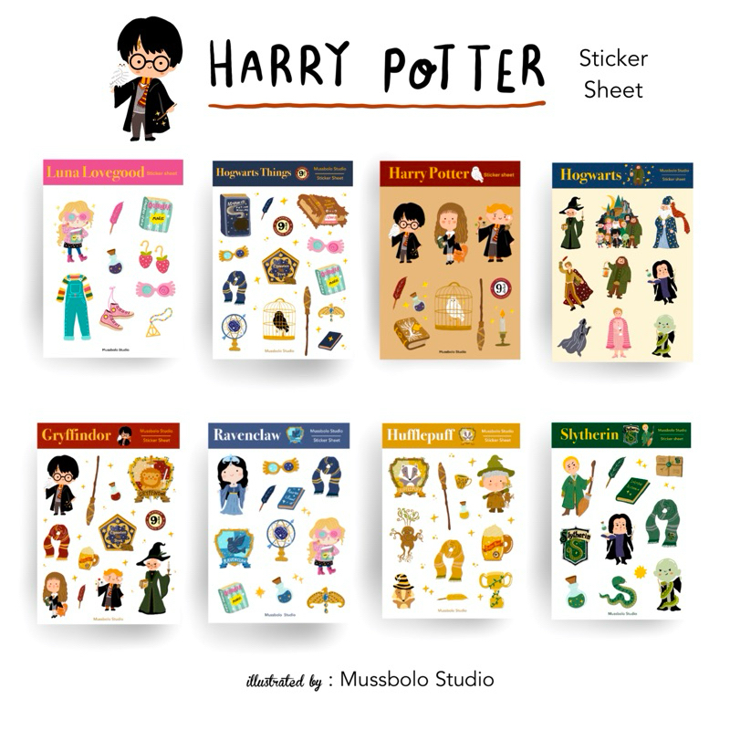 

Harry Potter complete collection sticker sheet | Gryffindor, Ravenclaw, Slytherin, Hufflepuff