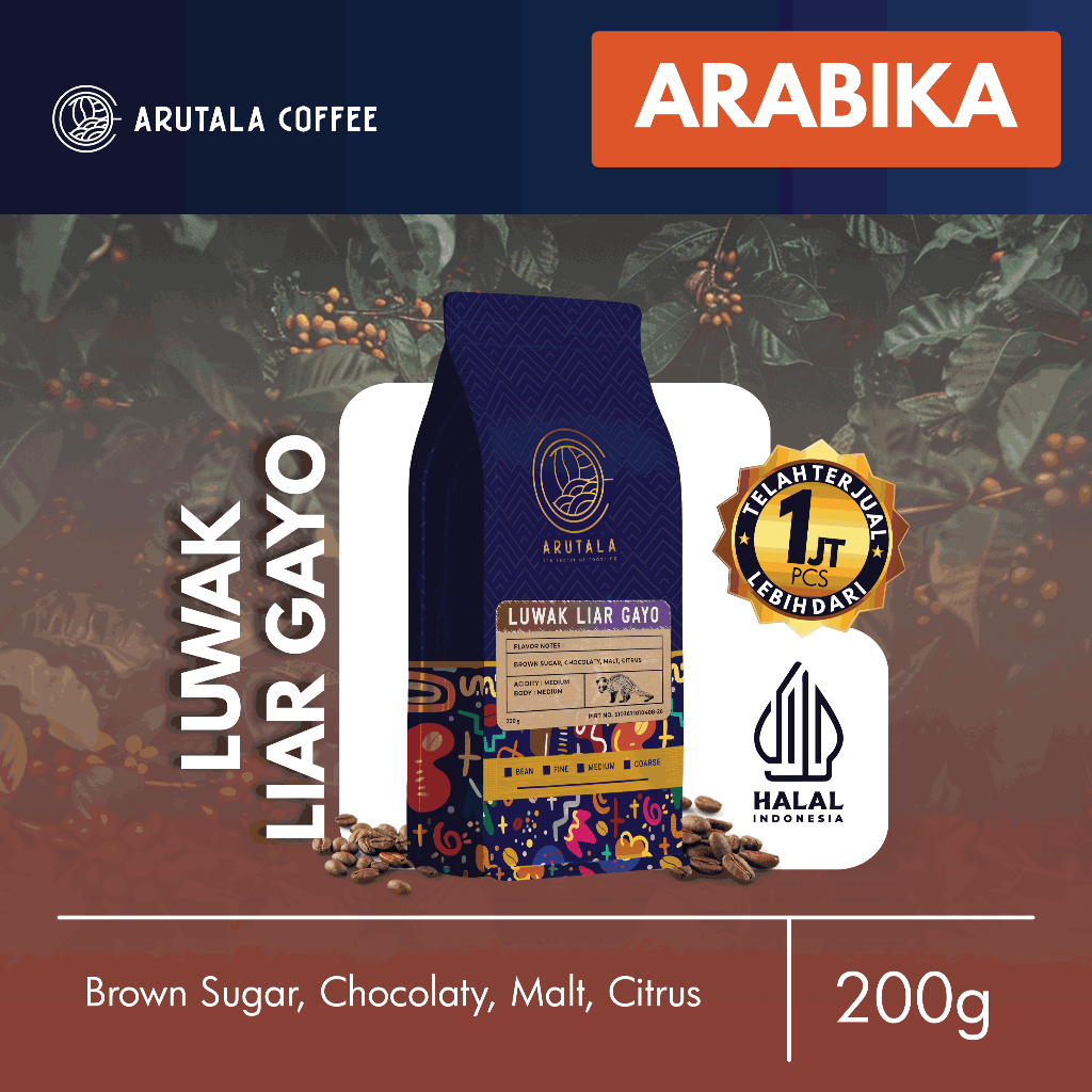 

ARUTALA Kopi Gayo Luwak Liar 100% Wild Civet Coffee 200 gram