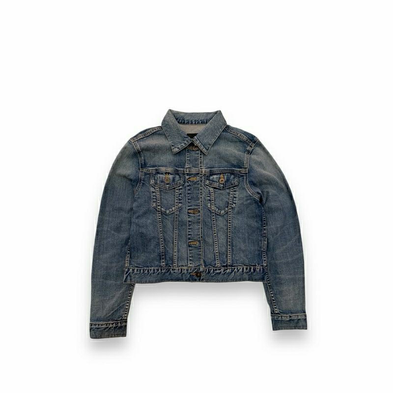 Jaket Denim Trucker Jeans Uniqlo Wanita Crop Bluewash