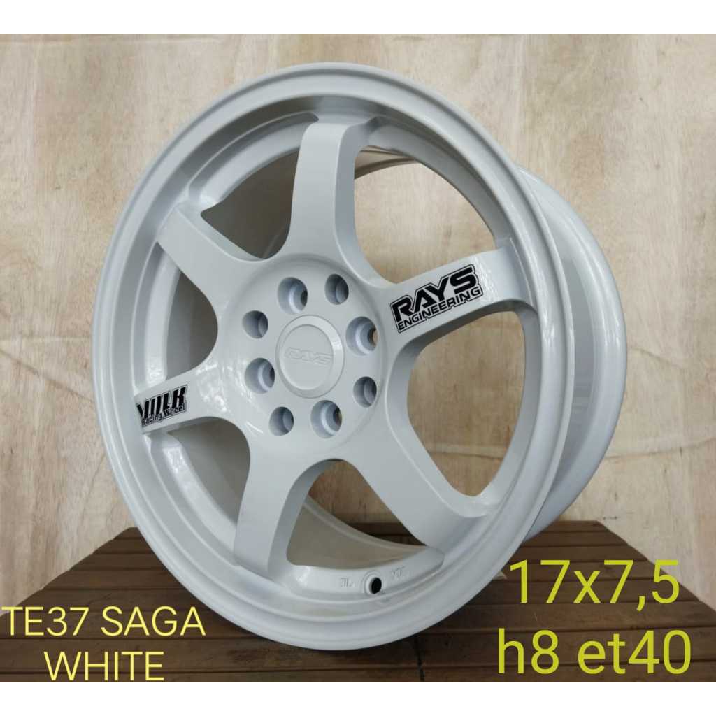 VELG RACING MOBIL MURAH RING 17 VOLK RAYS TE37 SAGA R17X7,5 H8X100/114,3 ET40 WHITE