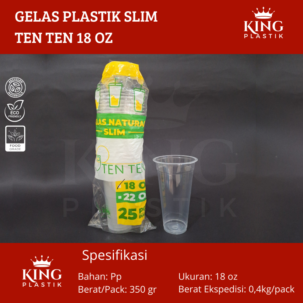 Gelas Plastik Datar Bening TenTen 18oz Isi 50pcs | Cup Plastik Minuman 18 oz