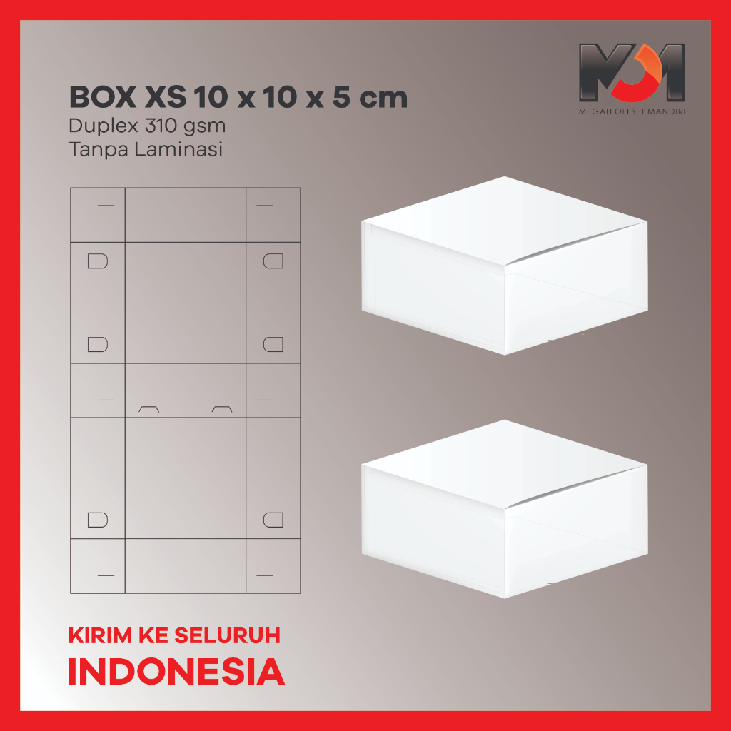 

BOX KUE ATAU MAKANAN (ISI 50 PER PACK) UKURAN 10 X 10 X 5 CM BAHAN DUPLEX 310 GSM NON LAMINASI