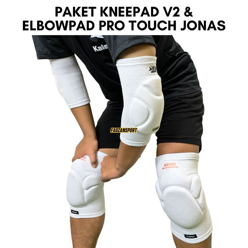 Kneepad Futsal Jonas V2 Grande Elbow Pad Pro Touch Knee Pad pelindung lutut hitam putih