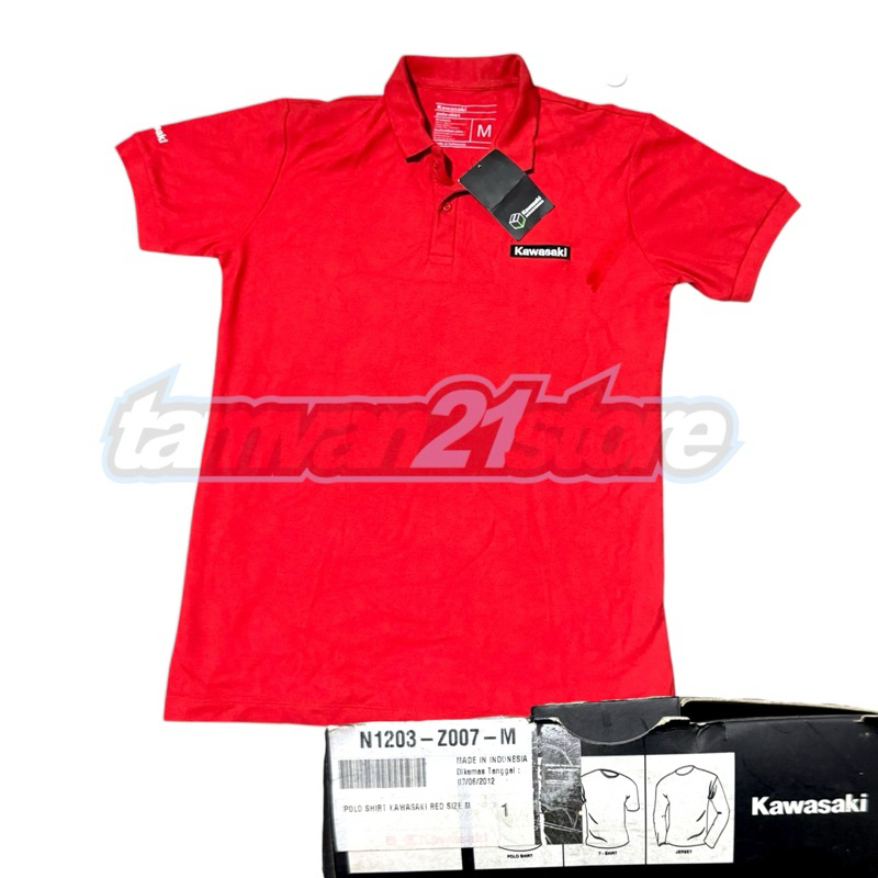 KAOS POLO SHIRT RED MERAH M ORIGINAL KAWASAKI
