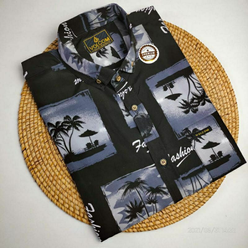 kemeja motif surfing|kemeja motif pantai pria|kemeja polos pria lengan pendek