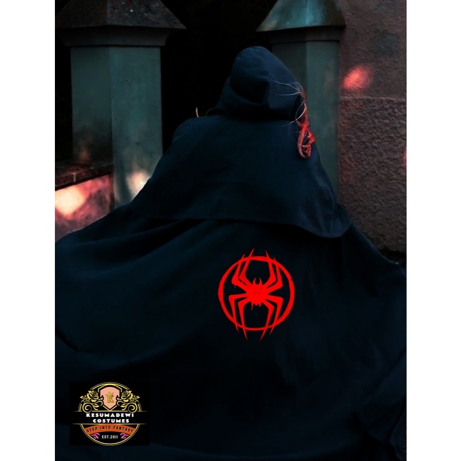 SPIDERMAN Jubah Panjang  Cloak Hoodie  Superhero | Black-Hooded-Cape Cosplay Party Pesta Halloween K