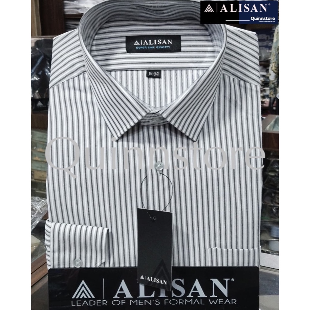ALISAN Original Kemeja Motif Garis - Lengan Panjang - Reguler - Varian Warna - Varian Size