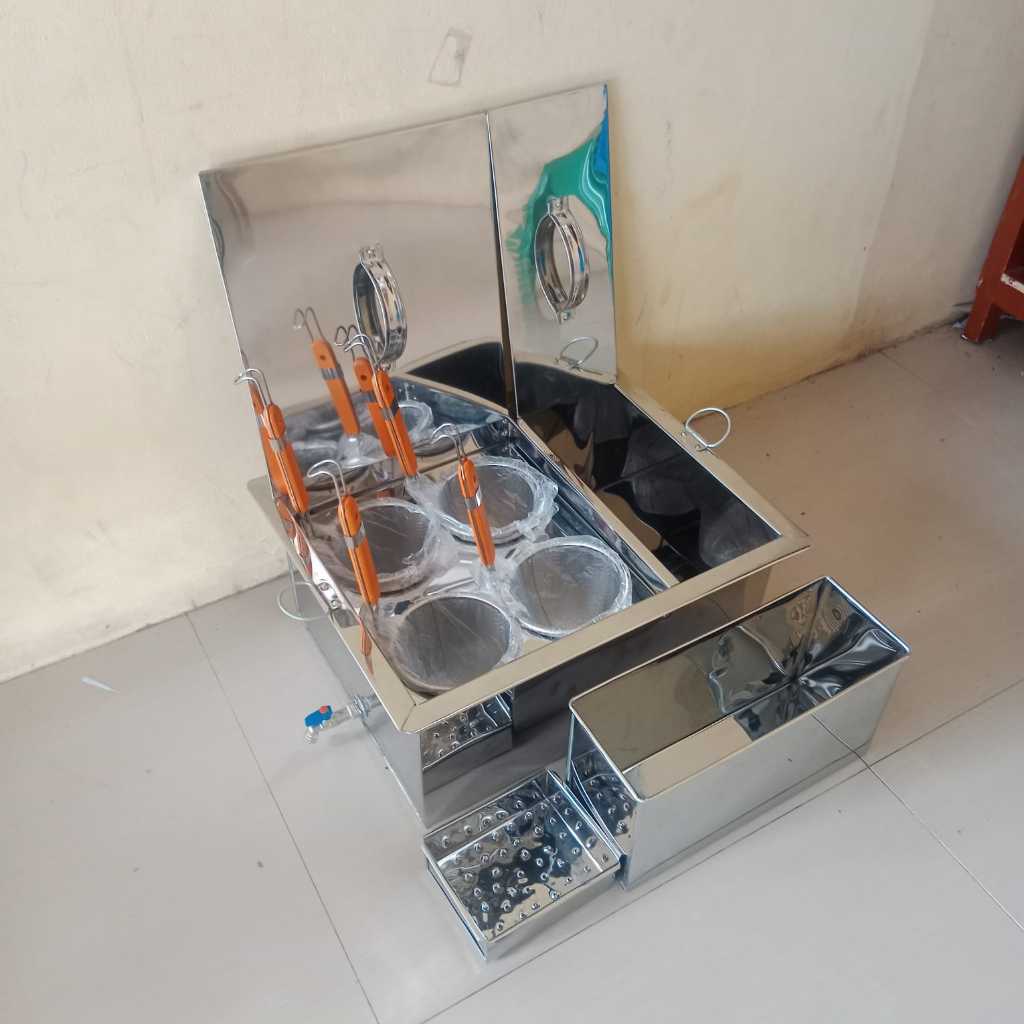 Dandang mie ayam lubang 4 lengkap siap pakai/dadang mie ayam kocok/panci rebus mie ayam