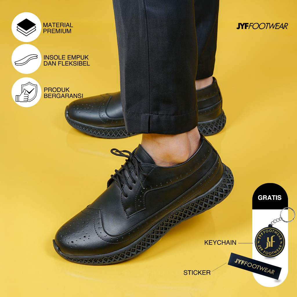 JYF - Lord Black Sepatu Pantofel Formal Pria Formal Casual Kulit Kerja Resmi