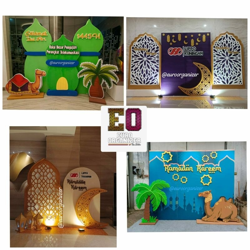 Backdrop idul fitri,dekorasi idul fitri, dekorasi ramadan,dekorasi kebaran, background idul fitri,pe