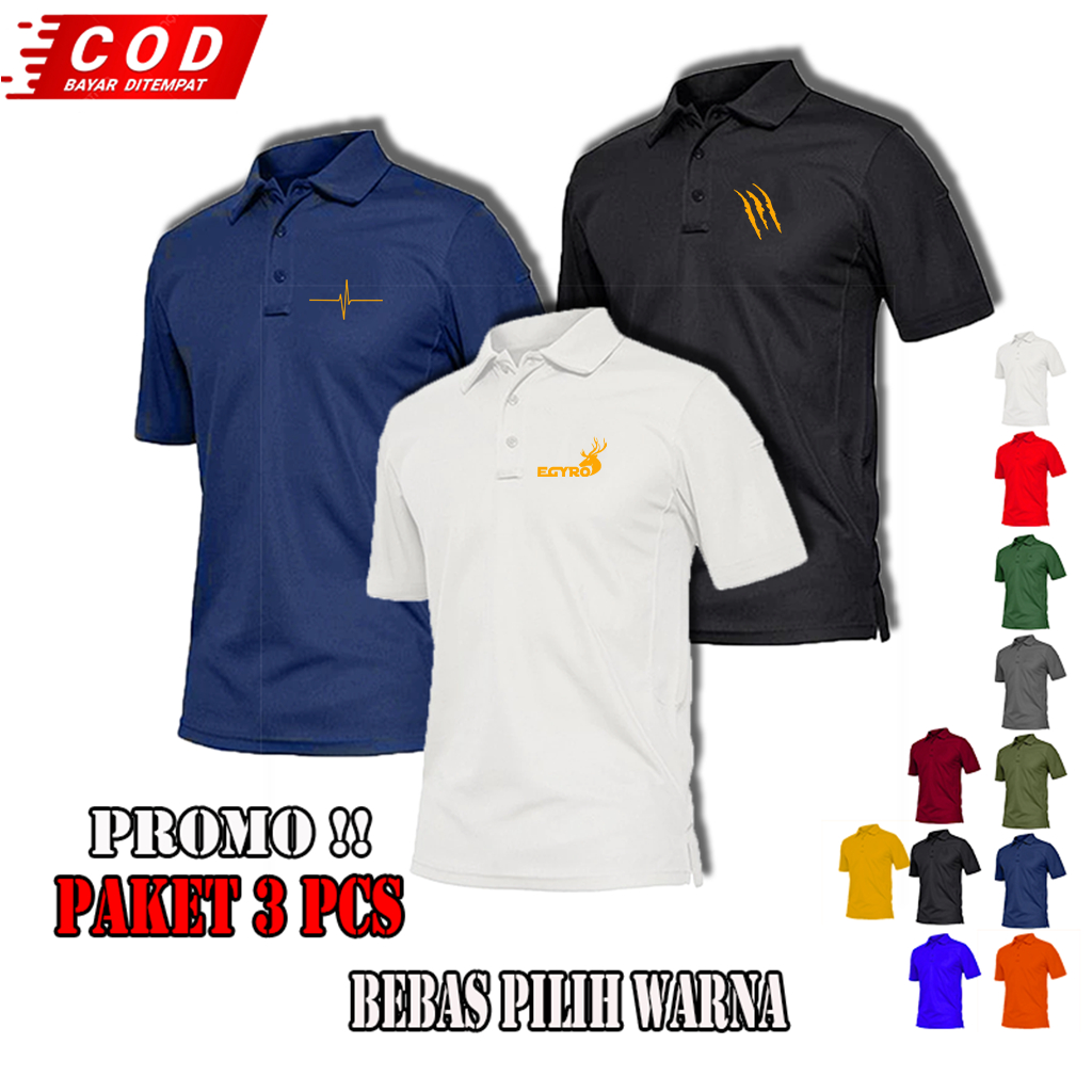 LV COD Polo Kerah Atasan Pria MAHAL Terbaru | Kaos Premium bahan katun Logo silver warna menarik
