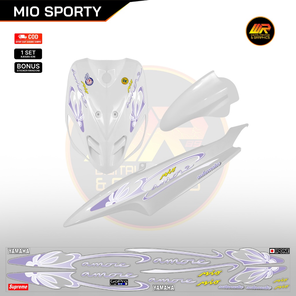 Striping Transparan Mio Sporty List Variasi Sticker Violet Merah