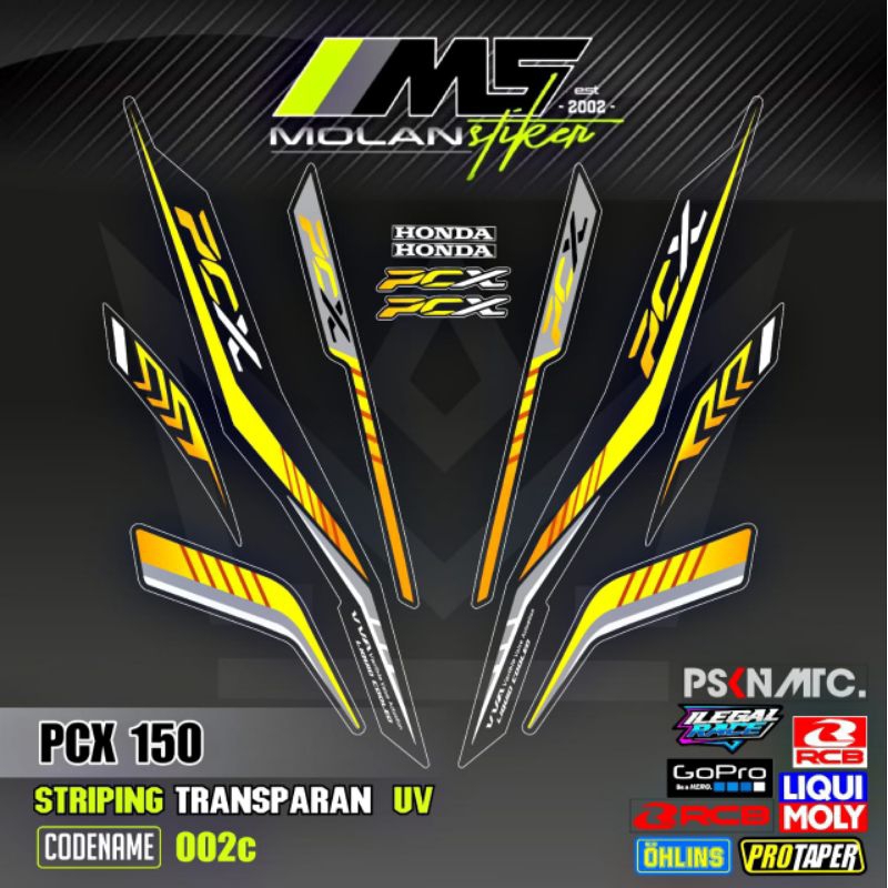 Decal Sticker Striping Variasi Transparan Uv PCX 150 2018-2021 Honda PCX Abs PCX Lokal Pcx 150 Thail