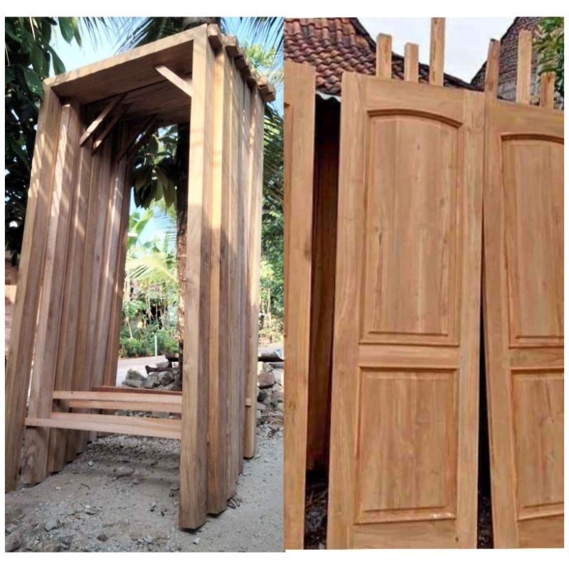 Kusen + Daun pintu kayu mahoni