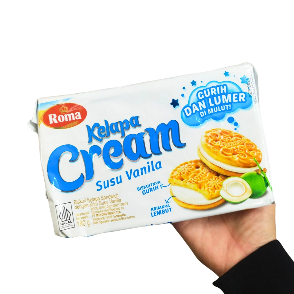 

biskuit ROMA kelapa sandwitch dengan krim susu vanila 180g