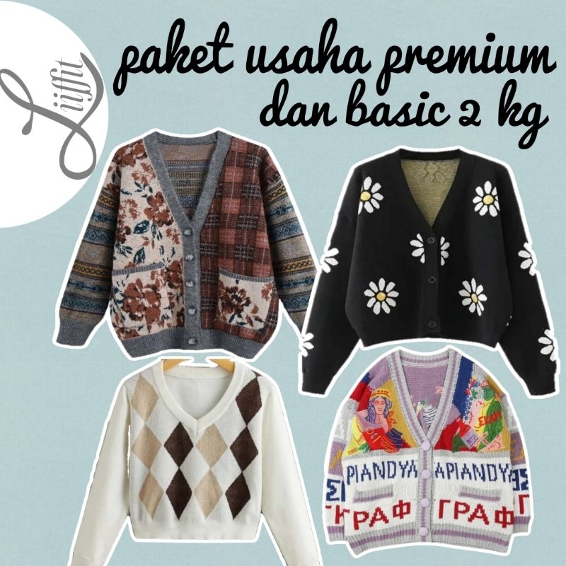 PAKET USAHA harga grosir rajut dan kaos berat 2 kg, isi 6-10 pcs, rajut premium, rajut basic, paket 