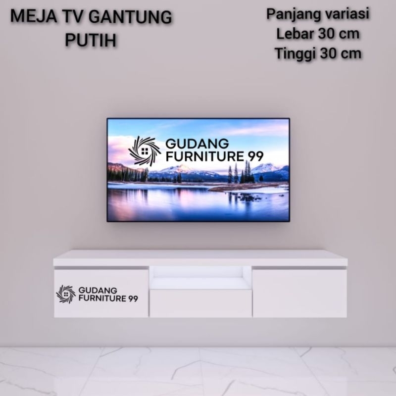 Meja Tv Gantung + Laci / Meja Tv Minimalis / Rak Tv Gantung / Bufet TV/ Cradensa Tv