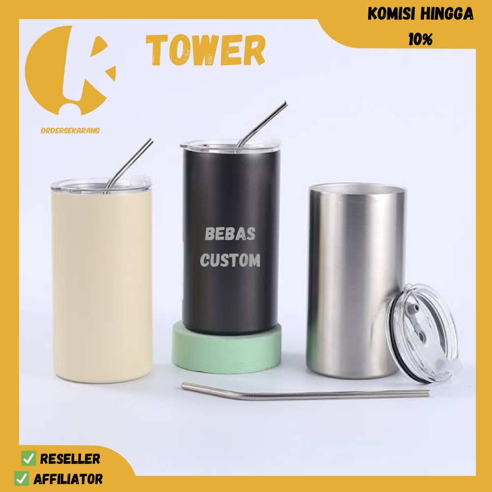 MUG CANGKIR KOPI TUMBLER TOWER TUMBLR TERMOS BOTOL MINUM SOUVENIR KADO HAMPERS CUSTOM LOGO NAMA