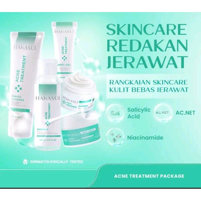 HANASUI Acne Treatment 1 paket Lengkap isi 5 Produk Skincare Hanasui Perawatan Jerawat