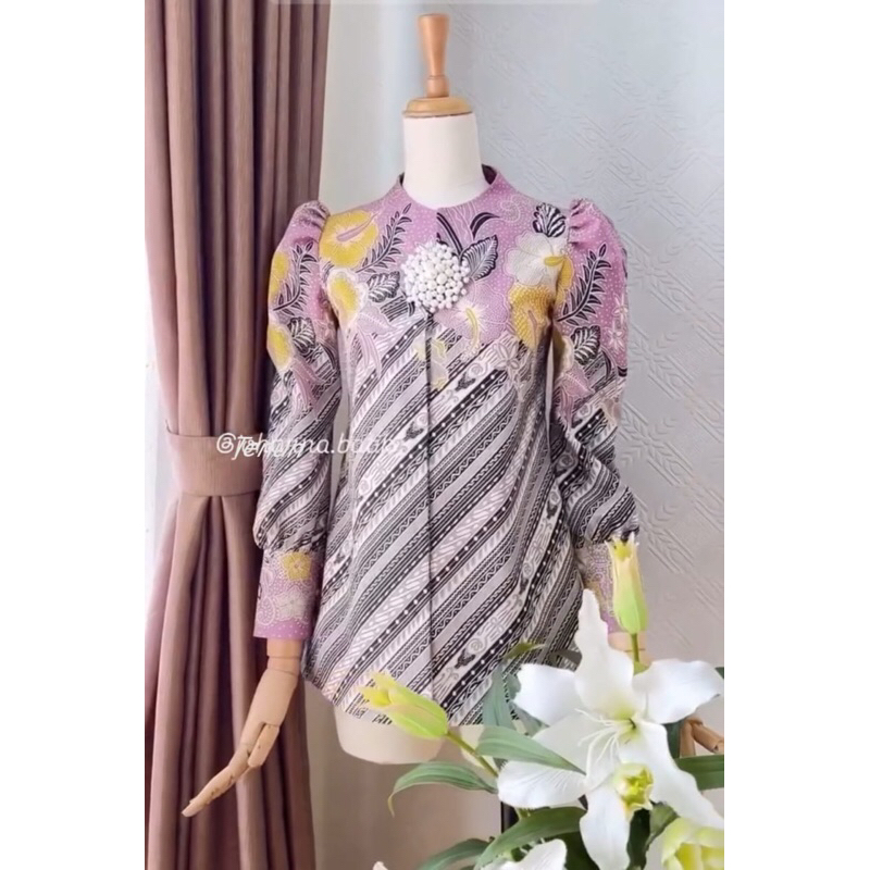 TENUN_GAYA batik wanita modern Blouse batik wanita atasan wanita batik motif bunga