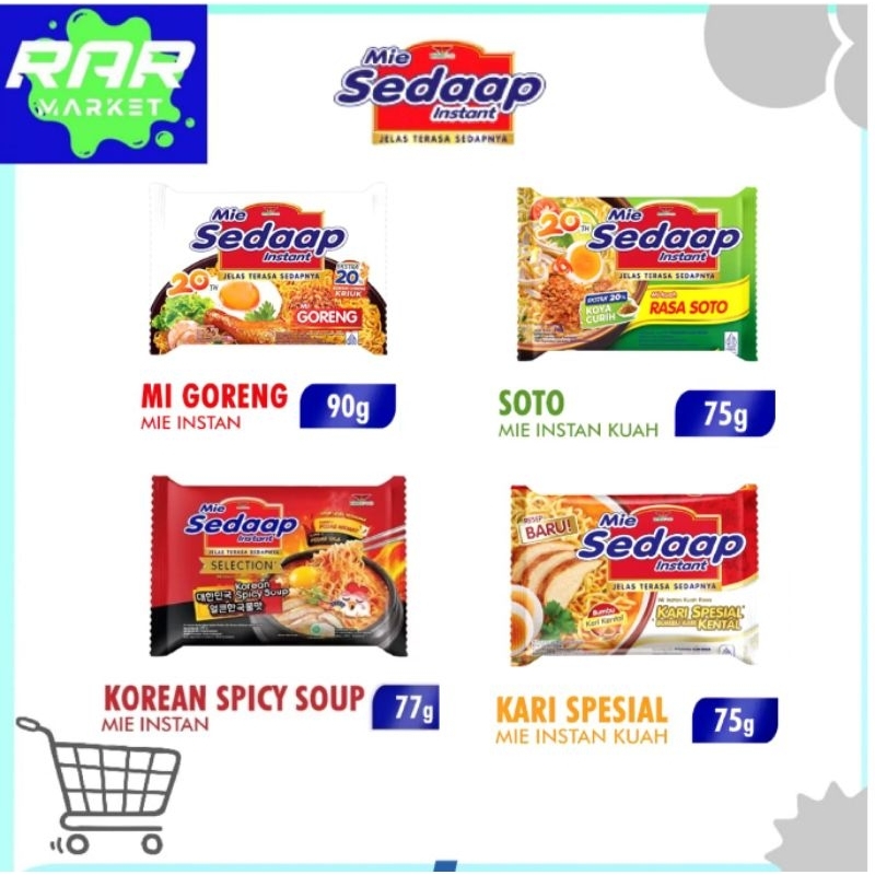 

(5PCS)PAKET MIE SEDAAP GORENG/MIE INSTAN SEDAAP ALL VARIAN